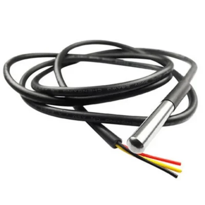 DS18B20 Water Proof Temperature Probe – Black (1m) Original Chip